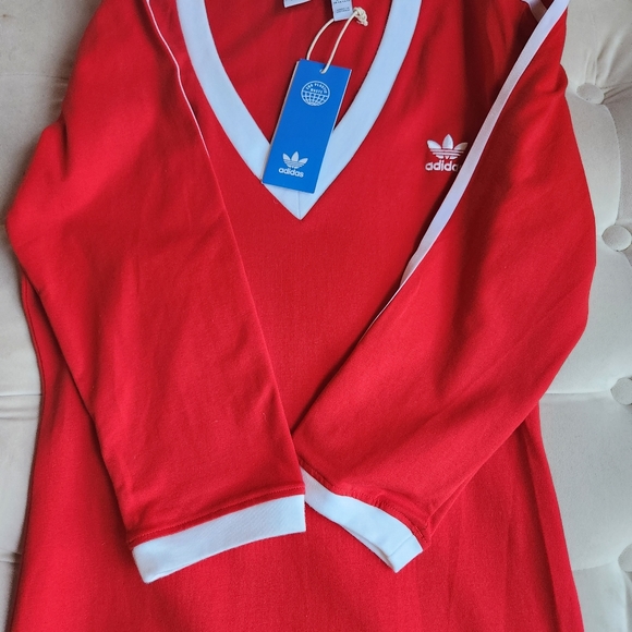 Adidas Maxi Dress red w/ tri-stripes BNWT!!! - Picture 13 of 15